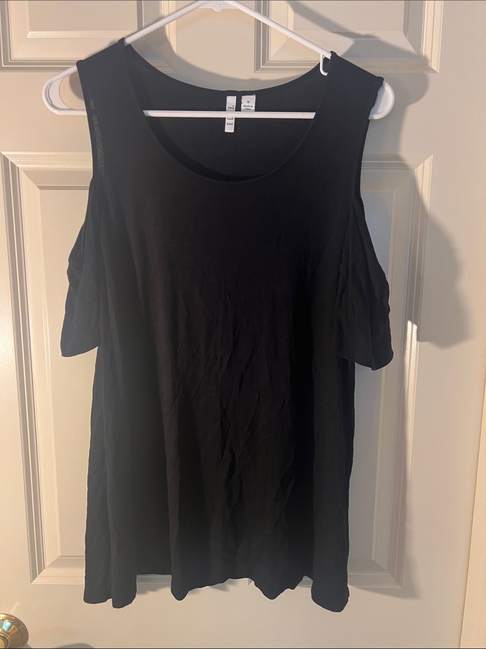 Elle Black Cold-Shoulder Tunic Top